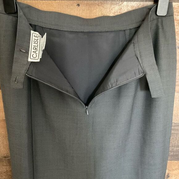 Carlisle Skirt Midi A-line Wool Blend Dark Grey Zipper Button Closure Women 14 - Picture 8 of 10